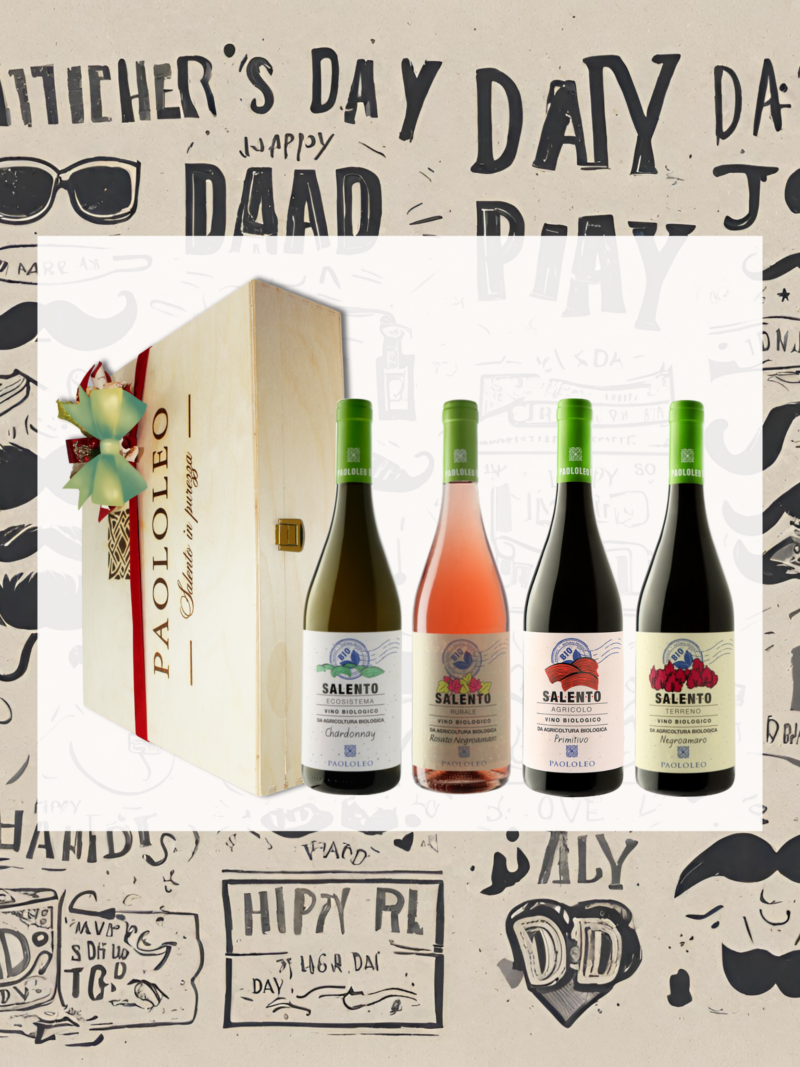 Vini Bio in cassetta legno per la festa del papà